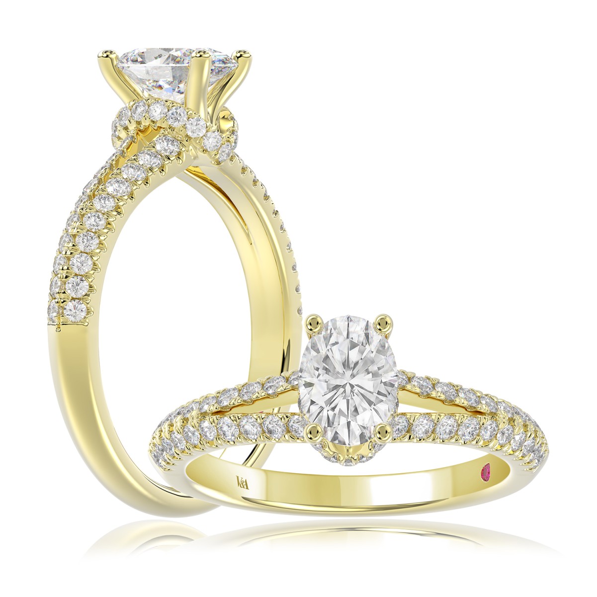 18319830_VA26905Y-1201x1201.jpg 18K YELLOW GOLD 1CT ROUND/OVAL DIAMOND LADIES SEMI MOUNT RING(CENTER STONE OVAL DIAMOND 3/4CT) - Image 1