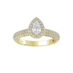 18K YELLOW GOLD 1CT ROUND/PEAR DIAMOND LADIES RING(CENTER STONE PEAR DIAMOND 1/2CT) - Image 3