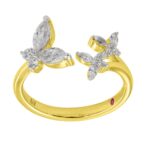 18K YELLOW GOLD 3/4CT ROUND/MARQUISE DIAMOND LADIES FASHION RING