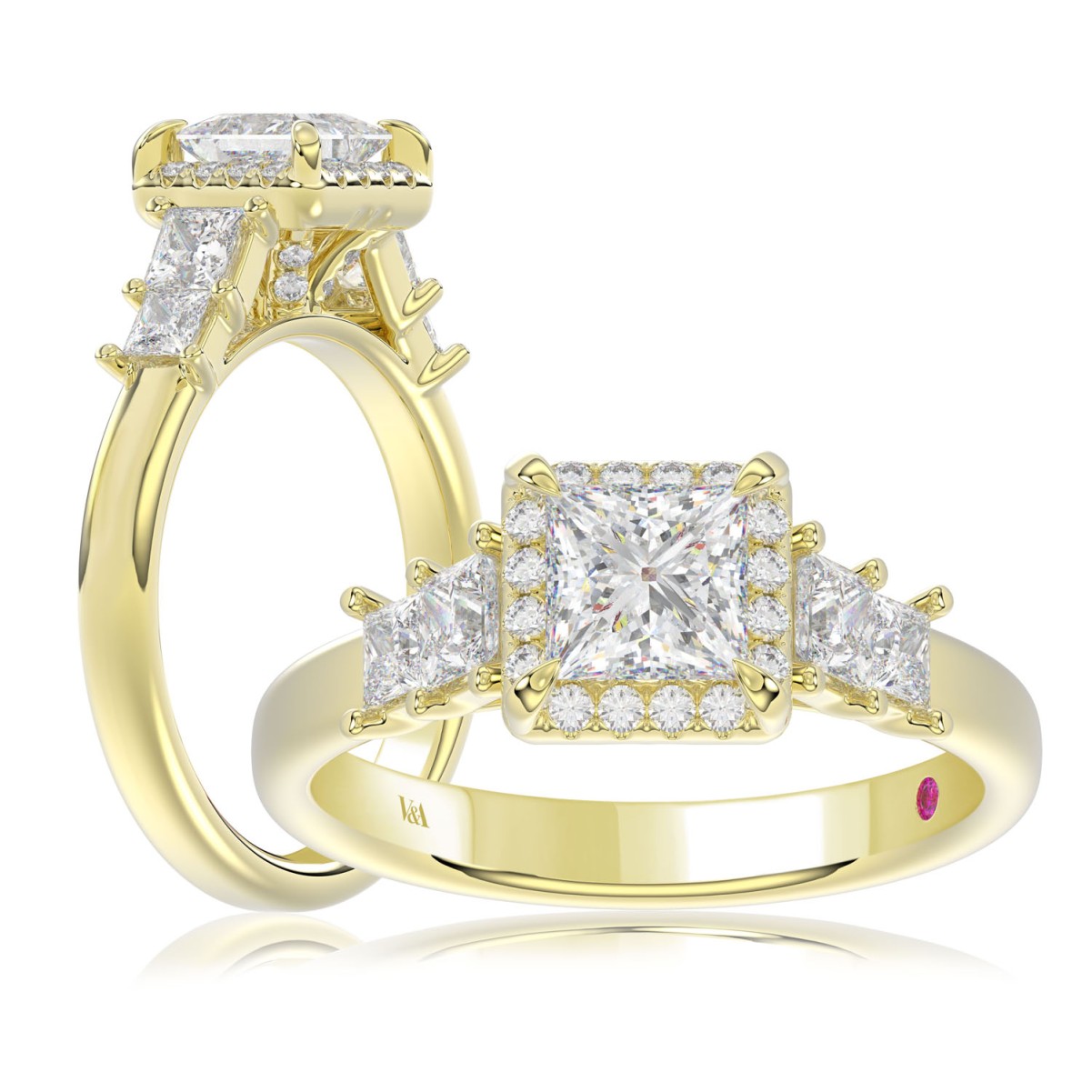 18319844_VA27062Y-1201x1201.jpg 18K YELLOW GOLD 3/4CT ROUND/PRINCESS DIAMOND LADIES RING(CENTER STONE PRINCESS DIAMOND 3/4CT) - Image 1