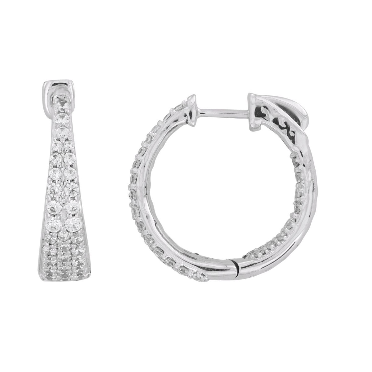 18319972_VA27236W-14K-1201x1201.jpg 14K WHITE GOLD 1CT ROUND DIAMOND LADIES HOOP EARRINGS - Image 1