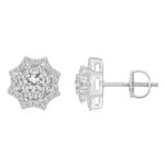 14K WHITE GOLD 3/4CT ROUND DIAMOND LADIES EARRINGS