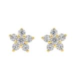 14K YELLOW GOLD 1/4CT ROUND DIAMOND LADIES EARRINGS