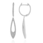 18K WHITE GOLD 1/2CT ROUND DIAMOND LADIES HOOPS EARRINGS