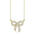 10K YELLOW GOLD 1/6CT ROUND/PINK SAPPHIRE DIAMOND LADIES NECKLACE