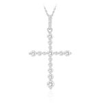 14K WHITE GOLD 1/3CT ROUND/PINK SAPPHIRE DIAMOND LADIES PENDANT WITH CHAIN