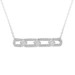 18K WHITE GOLD 1/3CT ROUND/BAGUETTE DIAMOND LADIES NECKLACE