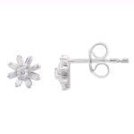 18K WHITE GOLD 1/4CT ROUND/BAGUETTE DIAMOND LADIES EARRINGS