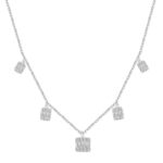 18K WHITE GOLD 1CT ROUND/BAGUETTE DIAMOND LADIES NECKLACE