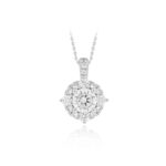18K WHITE GOLD 3/4CT ROUND DIAMOND LADIES PENDANT WITH CHAIN
