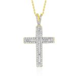 18K YELLOW GOLD 1/2CT ROUND/BAGUETTE DIAMOND LADIES PENDANT WITH CHAIN