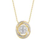 STERLING SILVER YELLOW 1/10CT ROUND DIAMOND LADIES PENDANT WITH CHAIN