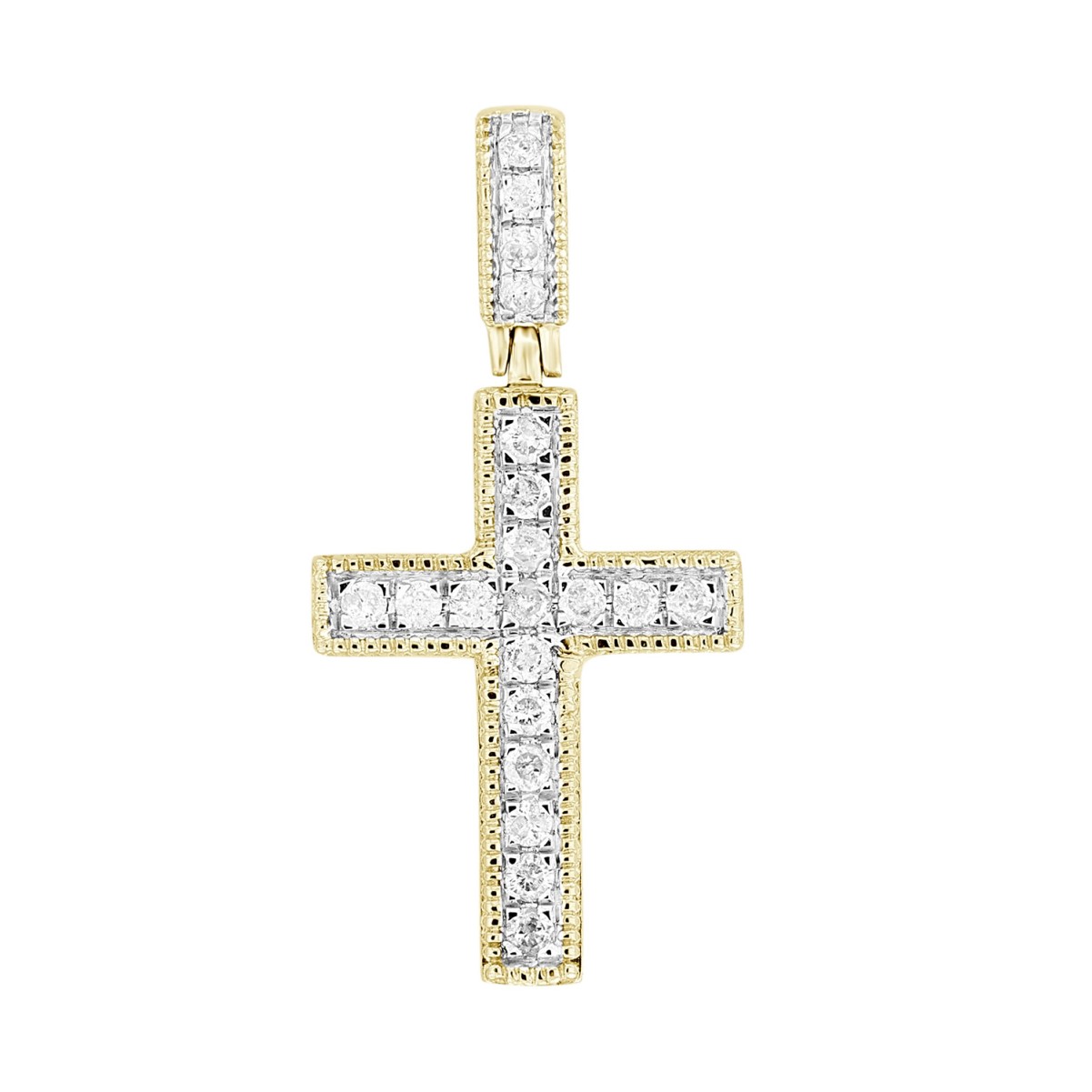 18320819_VA33975Y-1201x1201.jpg STERLING SILVER YELLOW 1/4CT ROUND DIAMOND LADIES CROSS PENDANT - Image 1