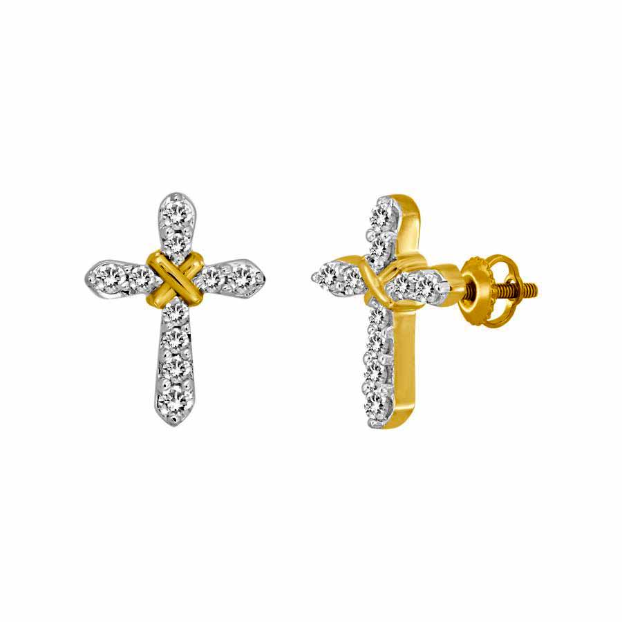 18322203_259670Y-29050.jpg LADIES EARRINGS 0.15CT ROUND DIAMOND 10K YELLOW GOLD - Image 1