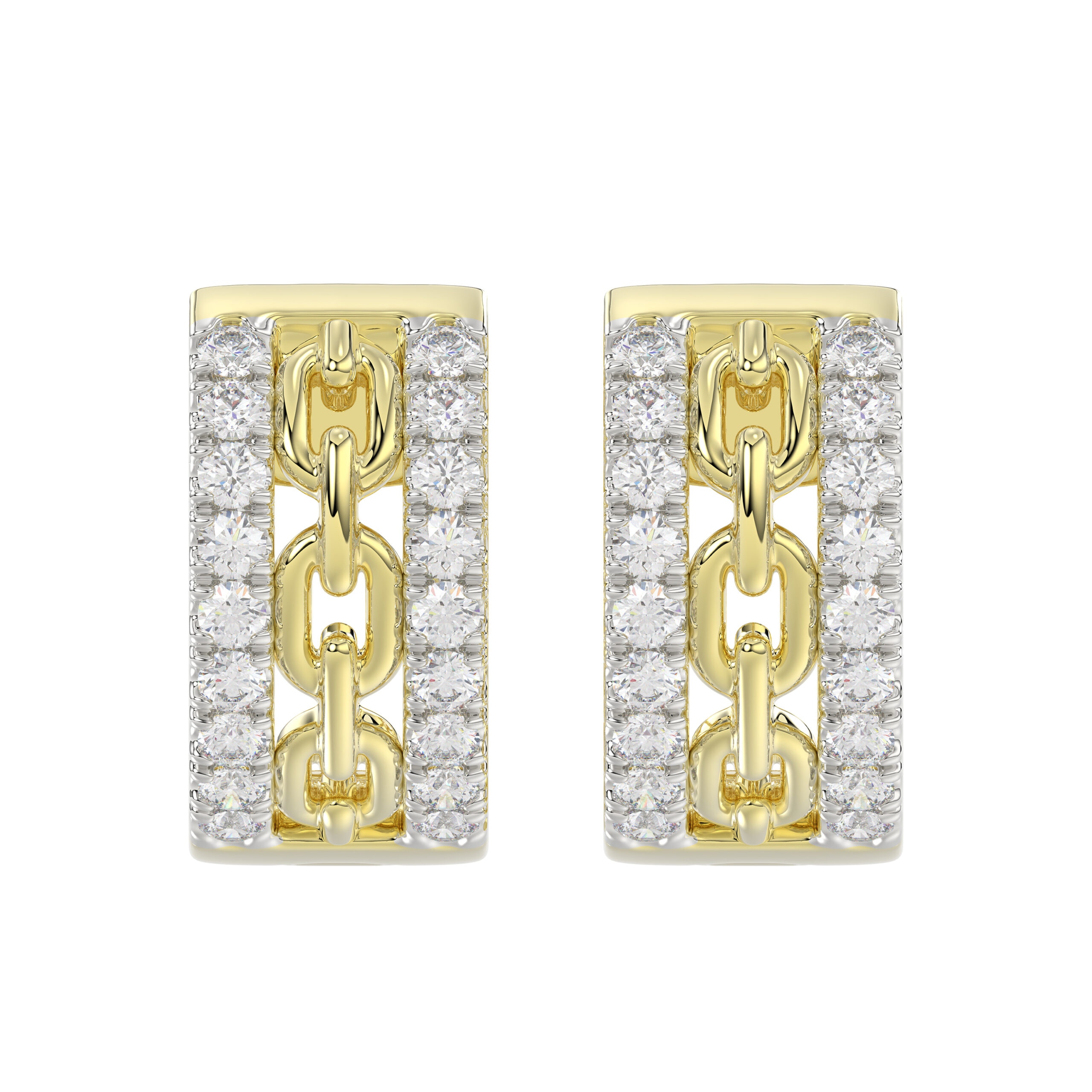 18322620_344822Y.jpg Beautiful 10K Yellow Gold Ladies Hoop Earrings With Sparkling 0.25 Ct Round Diamonds. A Classic And Elegant Fashion Jewelry Design. - Image 1