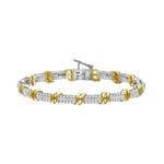 LADIES BRACELET 2.00CT ROUND DIAMOND 10K WHITE/YELLOW GOLD