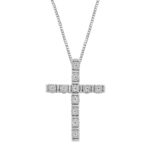 LADIES PENDANT WITH CHAIN 0.10CT ROUND DIAMOND 10K WHITE GOLD