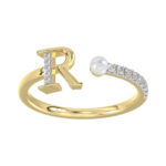 LADIES RING 0.10CT ROUND/PEARL DIAMOND 10K YELLOW GOLD