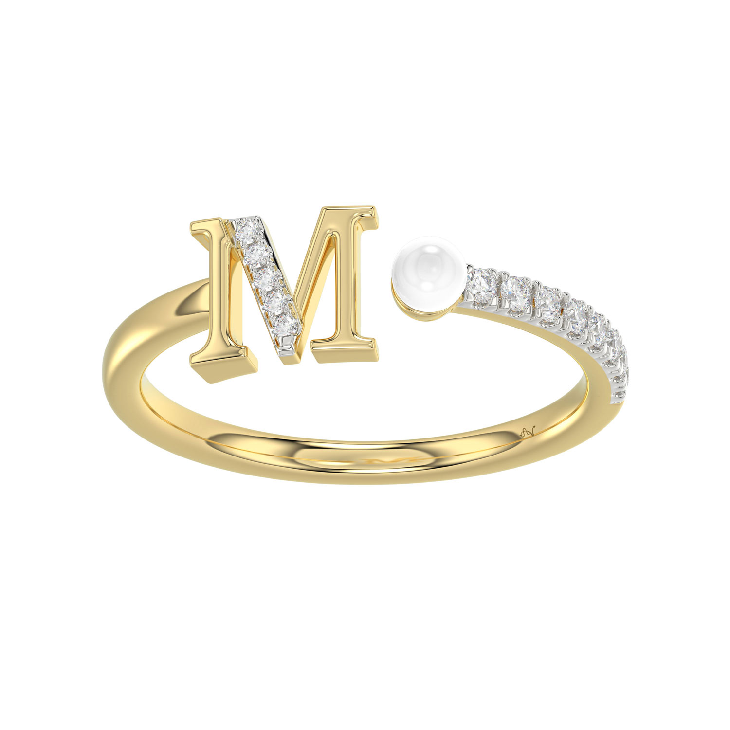18323014_361227Y-5012491.jpg LADIES RING 0.10CT ROUND/PEARL DIAMOND 10K YELLOW GOLD - Image 1