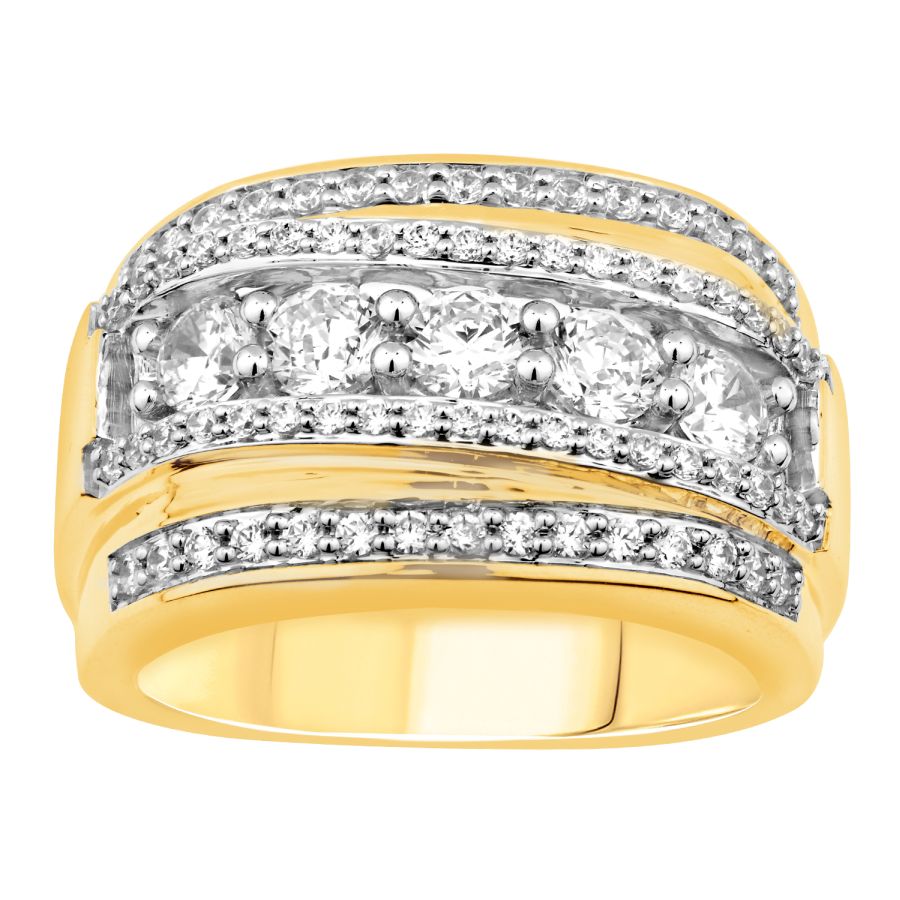 18323554_261063Y-32988.jpg MEN'S BAND 2.00CT ROUND DIAMOND 10K YELLOW GOLD - Image 1