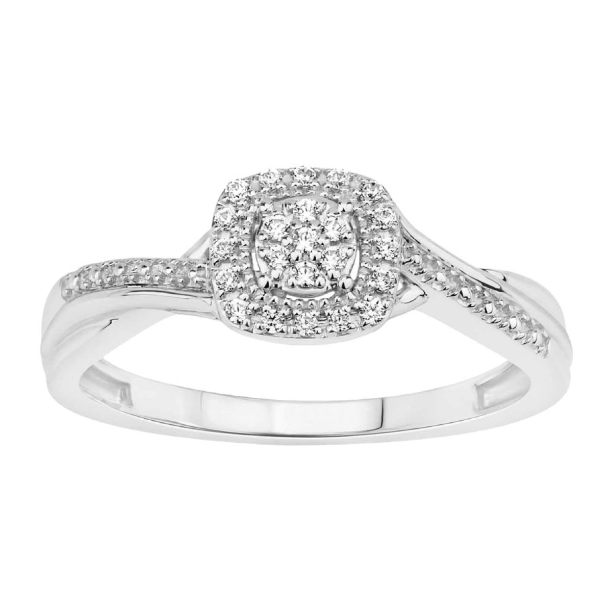 18336896_236994W-SS-5026245.jpg Sterling Silver 0.10Ct Round Diamond Halo Cluster Ring For Women Engagement Promise Ring Gift For Her - Image 1