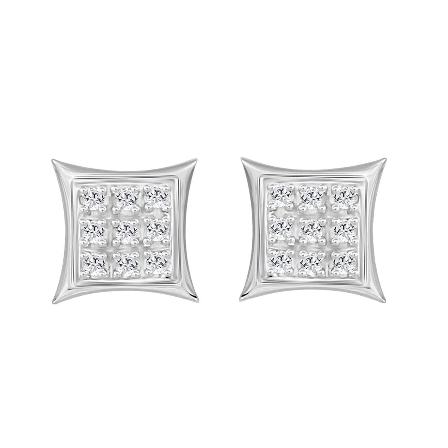 18338315_77632W-SS.jpg Sterling Silver Diamond Yuva Stud Earrings For Women 0.05 Ct Round Cut Minimal Everyday Earrings - Image 1