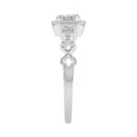 Ladies Sterling Silver 0.13Ct Round Diamond Halo Ring Classic Ladies Diamond Jewelry Ring - Image 3