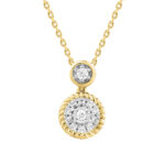 LADIES NECKLACE 0.13CT ROUND DIAMOND 14K YELLOW GOLD