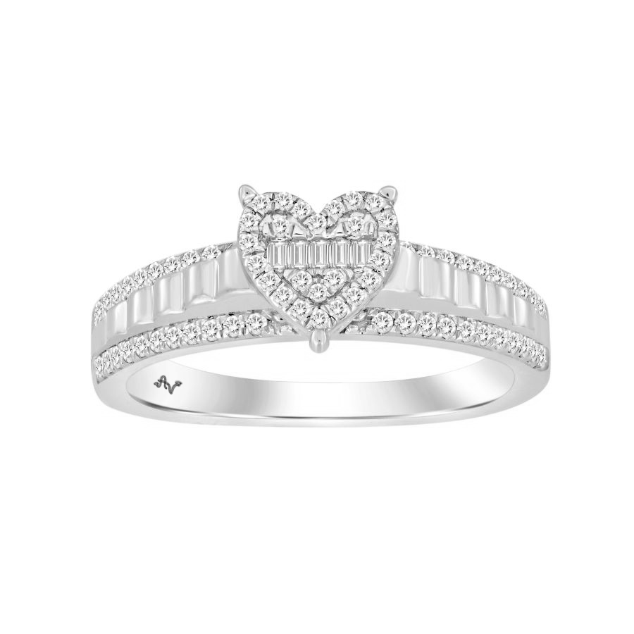 18340093_300268W-32251.jpg LADIES RING 0.25CT ROUND/BAGUETTE DIAMOND 10K WHITE GOLD - Image 1