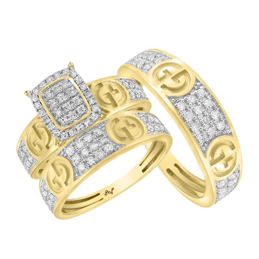 18340216_251381Y-40677.jpg LADIES TRIO SET 0.75CT ROUND DIAMOND 10K YELLOW GOLD - Image 1