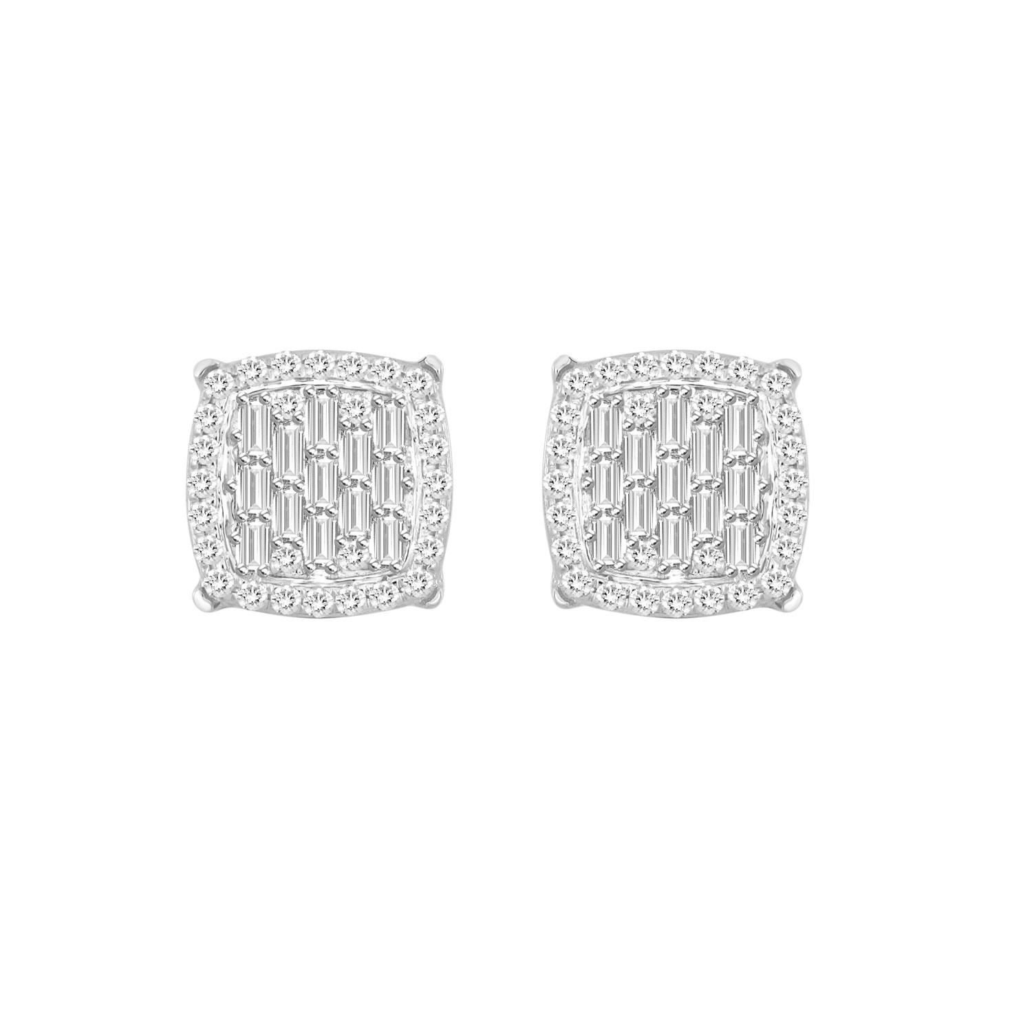 18341045_260976W-29322.jpg LADIES EARRINGS 0.33CT ROUND/BAGUETTE DIAMOND 10K WHITE GOLD - Image 1