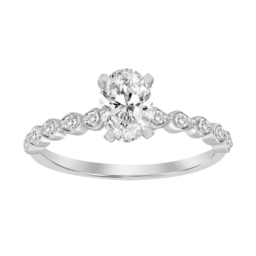 18341847_277255W-AB-34848.jpg LADIES RING 0.15CT ROUND DIAMOND 14K WHITE GOLD (CENTER STONE 1.00CT OVAL DIAMOND) - Image 1