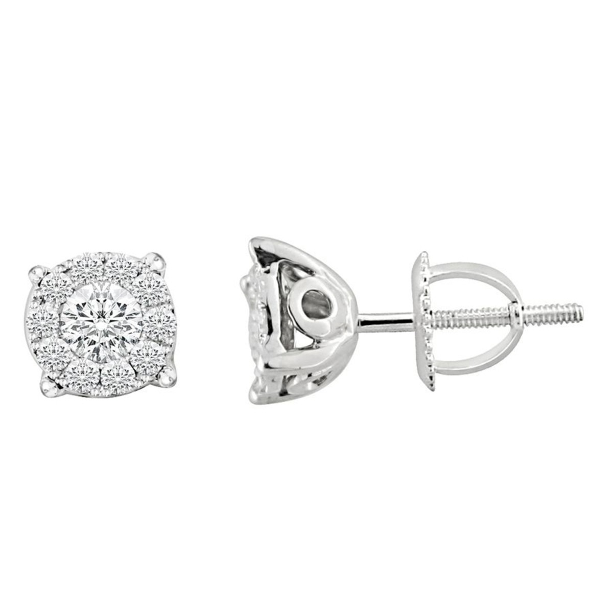 18342158_50664W-10K-5046795.jpg Elegant 10K White Gold 0.25CT Round Diamond Halo Earrings Ladies Fine Jewelry - Image 1