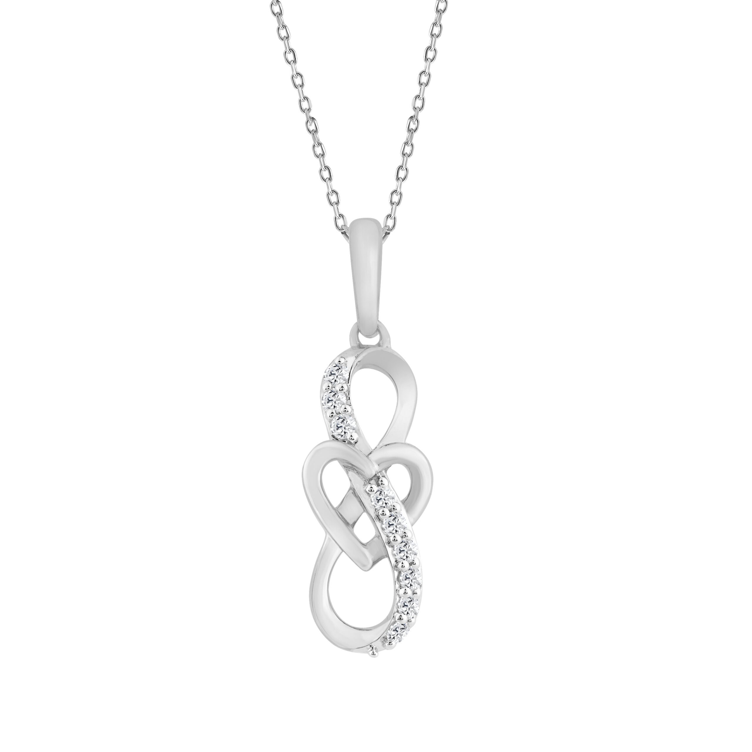 18342185_361963W-5012796.jpg ELEGANCE�10K WHITE GOLD 0.10CT ROUND DIAMOND LADIES FASHION PENDANT WITH CHAIN - Image 1