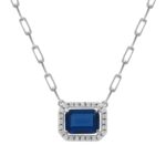 18K WHITE GOLD 1CT ROUND/EMERALD DIAMOND LADIES NECKLACE(CENTER STONE SHAPE EMERALD SAPPHIRE DIAMOND 7/8CT)