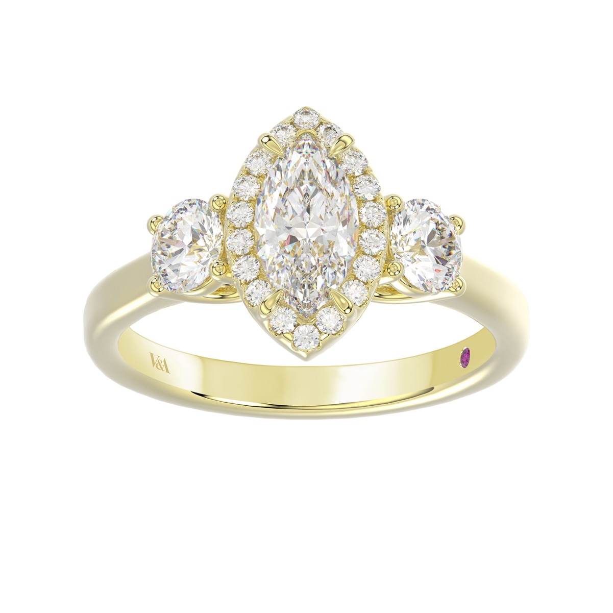 18344450_VA27082Y-1201x1201.jpg 18K YELLOW GOLD 1 1/2CT ROUND/MARQUISE DIAMOND LADIES RING(CENTER STONE MARQUISE DIAMOND 3/4CT) - Image 1