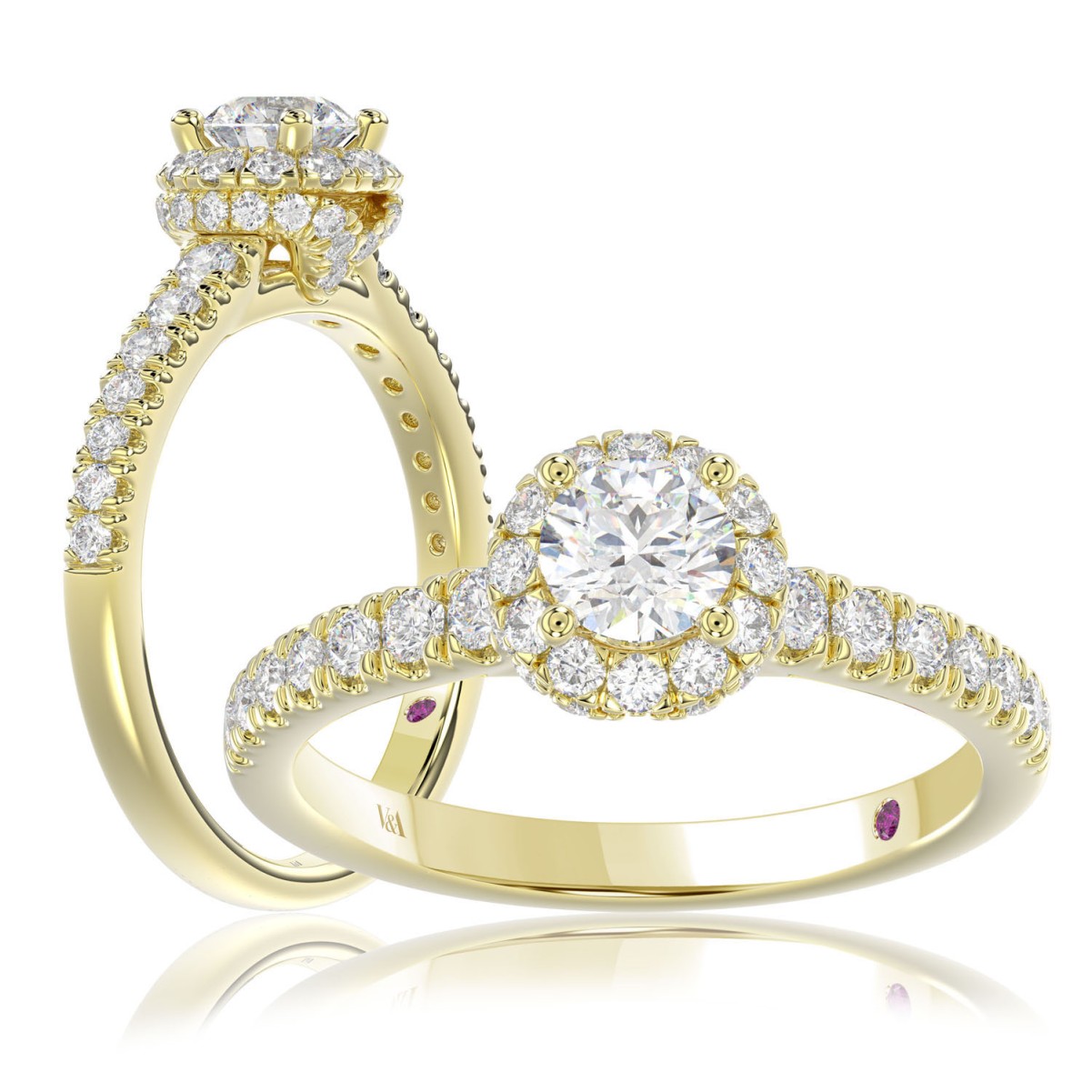 18344452_VA20407Y-1201x1201.jpg 18K YELLOW GOLD 1 1/3CT ROUND DIAMOND LADIES BRIDAL SET(CENTER STONE ROUND DIAMOND 1/2CT) - Image 1