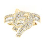 18K YELLOW GOLD 1 1/4CT ROUND/BAGUETTE/BLACK DIAMOND LADIES FASHION RING