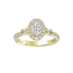 18K YELLOW GOLD 1 1/4CT ROUND/BAGUETTE/OVAL DIAMOND LADIES RING(CENTER STONE OVAL DIAMOND 3/4CT) - Image 2