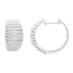 18K WHITE GOLD 1/3CT ROUND DIAMOND LADIES HOOPS EARRINGS