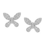 18K WHITE GOLD 1/4CT ROUND/BAGUETTE DIAMOND LADIES EARRINGS