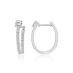 18K WHITE GOLD 1CT ROUND DIAMOND LADIES HOOPS EARRINGS(CENTER STONE ROUND DIAMOND 1/4CT)