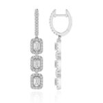 18K WHITE GOLD 3/4CT ROUND/BAGUETTE DIAMOND LADIES EARRINGS