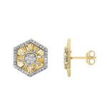 18K YELLOW GOLD 1/3CT ROUND DIAMOND LADIES EARRINGS