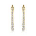 18K YELLOW GOLD 3/4CT ROUND DIAMOND LADIES HOOPS EARRINGS