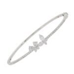 14K WHITE GOLD 1 1/3CT ROUND/MARQUISE/PEAR DIAMOND LADIES BANGLE