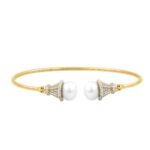 18K YELLOW GOLD 1/2CT ROUND DIAMOND LADIES BANGLE