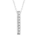18K WHITE GOLD 1/4CT ROUND/BAGUETTE DIAMOND LADIES PENDANT