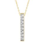 18K YELLOW GOLD 1/4CT ROUND/BAGUETTE DIAMOND LADIES PENDANT