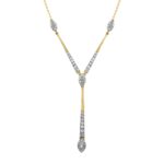 18K YELLOW GOLD 3/4CT ROUND/BAGUETTE DIAMOND LADIES NECKLACE